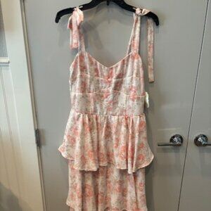 NWT Altar'd State Pink Floral Tiered Midi Dress - Size Medium
